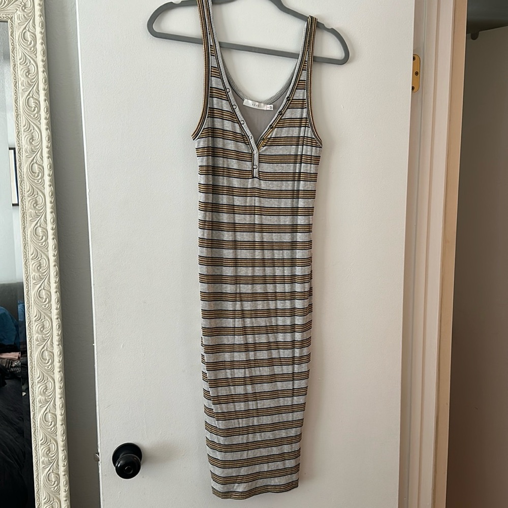 Lush ribbed striped midi dress